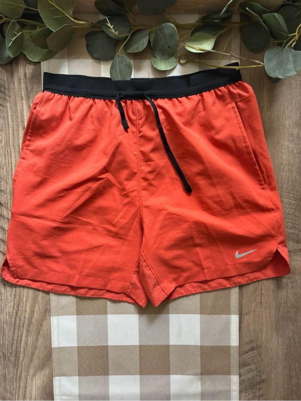 Nike Boys Orange Athletic Shorts with Black Waistband